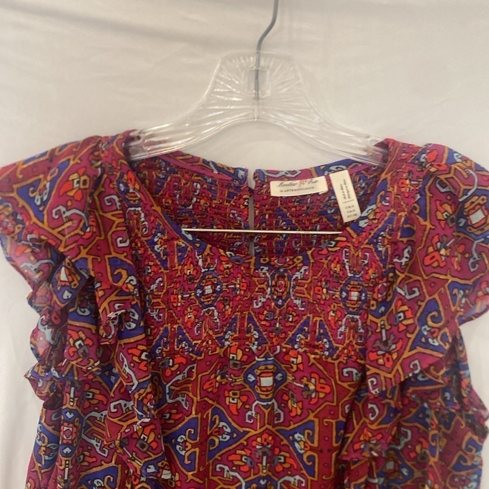 Meadow Rue by Anthropologie Flutter Sleeve Sheer Top SZ: 0 - Picture 3 of 6